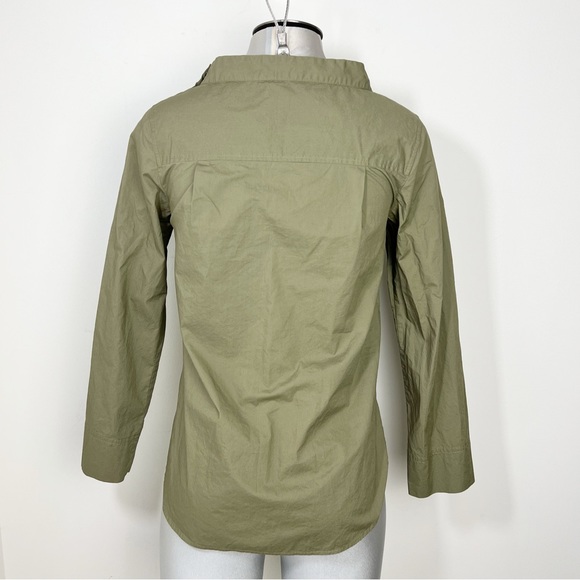 J. Crew Funnel Neck Shirt Blouse Top in Green Size 0 lagenlook - Picture 4 of 12